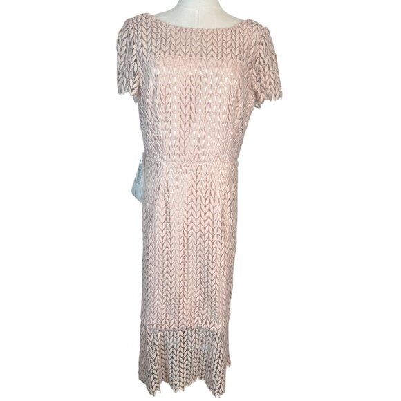 Kay Unger New York Size 10 Lace Overlay Dress Blush Pink Polyester Blend NWT - Picture 4 of 16